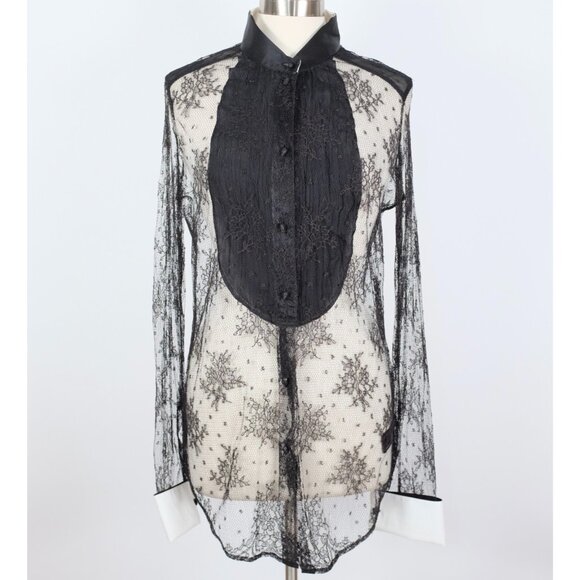 If Six Was Nine Maniac Corp Japan shirt blouse 3 black lace tuxedo skull buttons
